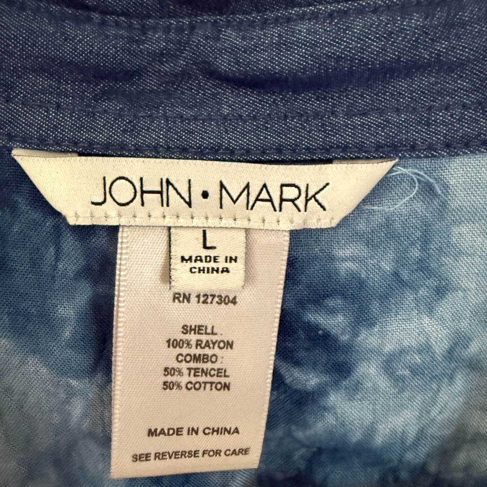 John Mark Embroidered Patchwork Lace Blue Tie-Dye… - image 3